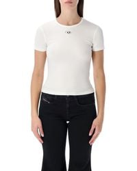 DIESEL - Slim-Fit Stretch Cotton T-Shirt With Metallic Oval D Logo - Lyst