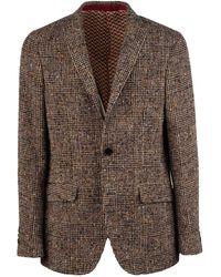 Etro - Wool Jacket With Check Workmanship - Lyst