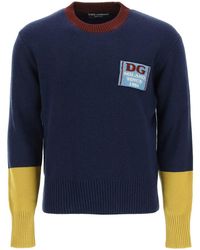 Dolce & Gabbana - Wool Sweater With Logo Patch - Lyst