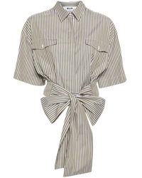 MSGM - Crop Shirt With Bow Clothing - Lyst