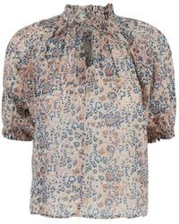 M.A.B.E - Multicolor Blouse With Raised Collar And All-over Printed Motif In Fabric Woman - Lyst