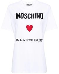 Moschino - Moschino In Love We Trust Cotton T-Shirt - Lyst