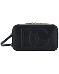 Dolce & Gabbana - Black Crossbody Bag With Quilted Dg Logo In Leather - Lyst