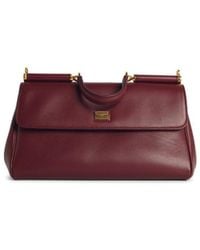 Dolce & Gabbana - 'My Sicily' Burgundy 'Plongé' Calf Leather Handbag - Lyst