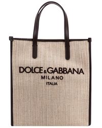 Dolce & Gabbana - Small Shopping Bag In Structured Canvas - Lyst