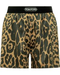 Tom Ford - Shorts With Patch Logo On The Waist And All-Over Leopard Print - Lyst