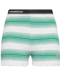 Casablancabrand - Striped Cotton Sports Shorts With Elasticated Waistband - Lyst