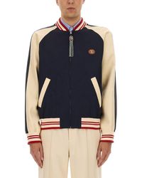 Valentino Garavani - Wool And Cotton Bomber Jacket With Vlogo And Chat De La Maison Patch - Lyst