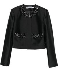 Self-Portrait - Taffeta Embellished Trim Jacket - Lyst