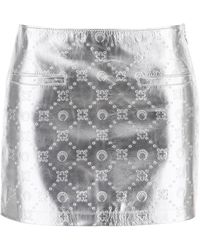 Marine Serre - Moonogram Mini Skirt In Laminated Leather - Lyst