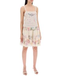 Zimmermann - "mini Halliday Dress With Floral Print And Lace - Lyst