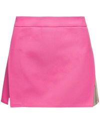 Palm Angels - Mini-skirt With Double Split And Pocket In Cotton Blend Woman - Lyst