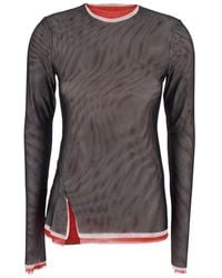 MSGM - Crew Neck Blouse With Side Slit - Lyst