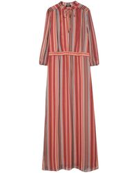 Liu Jo - Long Viscose Dress With Lurex Detail Stripes - Lyst