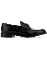 Prada - Logo Brushed Leather Loafer - Lyst