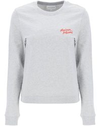 Maison Kitsuné - Crew Neck Sweatshirt With Logo Lettering - Lyst