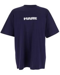 MSGM - T-Shirt With Print On The Front And Logo On The Back - Lyst