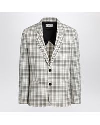 Ami Paris - Single-Breasted Cream Check Jacket - Lyst