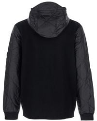 C.P. Company - Black Jacket With Drawstring Hood And Logo Plaque On The Sleeve In Wool Man - Lyst