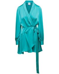 Plain - Mini Satin- Wrap Dress With Long Sleeves - Lyst