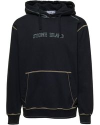 Stone Island - Hoodie With Contrasting Embroidered Logo - Lyst
