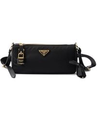 Prada - Small Re-nylon And Leather Shoulder Bag With Padlock - Lyst