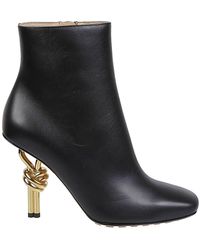 Bottega Veneta - Ankle Boots With Knot Heel In Smooth Leather - Lyst