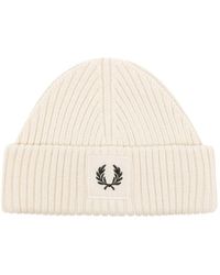 Fred Perry - Fp Patch Brand Chunky Rib Beanie Accessories - Lyst