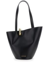 Jacquemus - 'Le Bambola Moyen' Shoulder Bag With Front Metal Ring Closure And Embossed Logo Lettering On The Front - Lyst