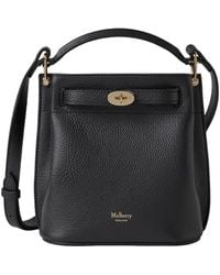 Mulberry - 'Islington Mini' Bucket Bag With Turn-Lock Closure And Logo - Lyst