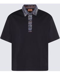 Missoni - Navy And Blue Cotton Zig Zag Polo Shirt - Lyst