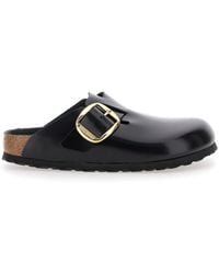 Birkenstock - 'boston' Black Slip-on Mules With Buckle In Patent Leather Woman - Lyst