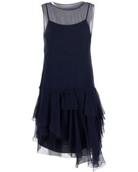 Alberta Ferretti - Silk Dress With Ruffled Details - Lyst