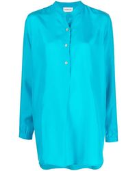 P.A.R.O.S.H. - Buttoned Long-sleeve Silk Shirt - Lyst