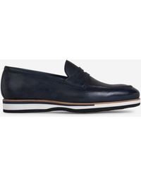 Bontoni - Constrast Sole Leather Loafers - Lyst