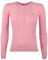 Ralph Lauren - Pale Cotton Cable-Knit Crew Neck Sweater - Lyst