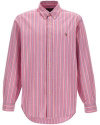 Polo Ralph Lauren - Cotton Shirt With Striped Pattern And Logo - Lyst