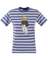 Polo Ralph Lauren - Polo Bear Striped Cotton T-shirt - Lyst
