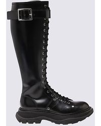 Alexander McQueen - Black Leather Tread Boots - Lyst