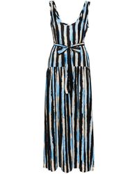Pinko - Once Long Dress With Vertical Stripes And Belt - Lyst