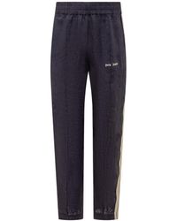 Palm Angels - Track Logo Trousers In Linen - Lyst