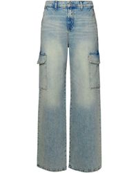 7 For All Mankind - Light Blue Cotton Blend Cargo Jeans - Lyst