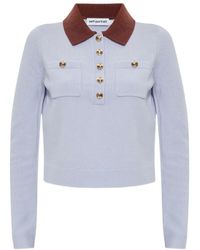 Self-Portrait - Contrast Collar Knit Top - Lyst