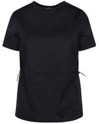 Herno - T-Shirt With Drawstring And Cut-Out - Lyst