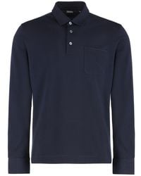 ZEGNA - Long Sleeve Cotton Polo Shirt - Lyst