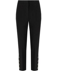 Twin Set - Black Cropped Trousers With Buttons - Lyst
