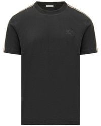 Burberry - Crew Neck T-Shirt With Check Inserts - Lyst