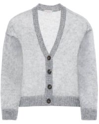 Brunello Cucinelli - Short Wool And Mohair Cardigan - Lyst