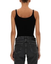 Off-White c/o Virgil Abloh Cutout Ribbed Stretch-cotton Jersey Tank in Black Womens Clothing Tops Sleeveless and tank tops 