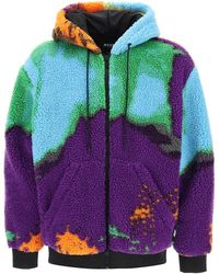 MSGM Sherpa Fleece Jacket With Marble Motif - Multicolor
